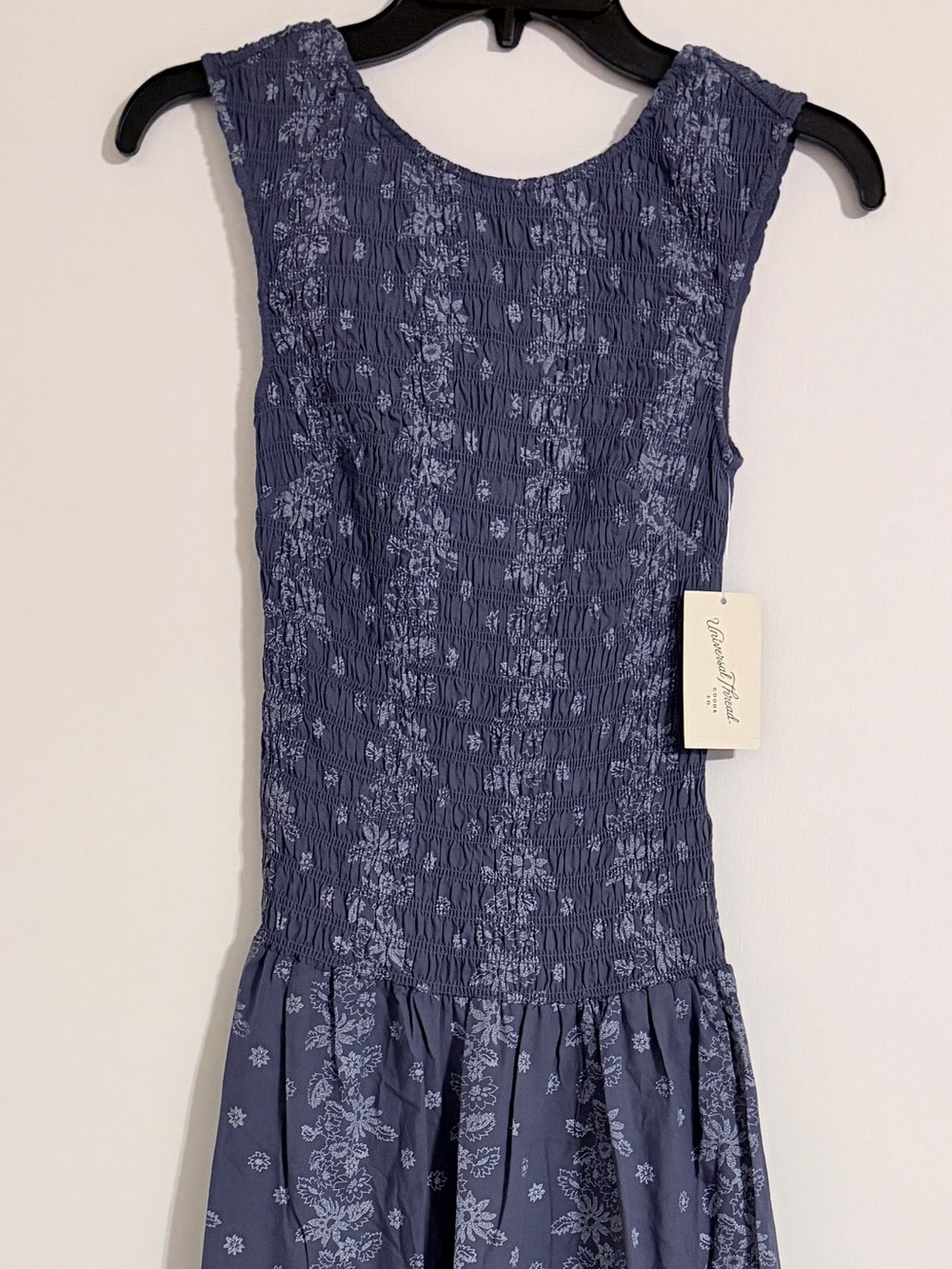 Universal Thread Navy Floral Smocked Midi Dress